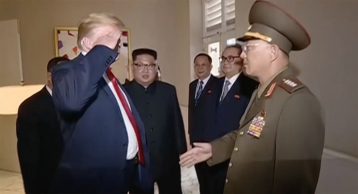 Trump saluting North Korean general